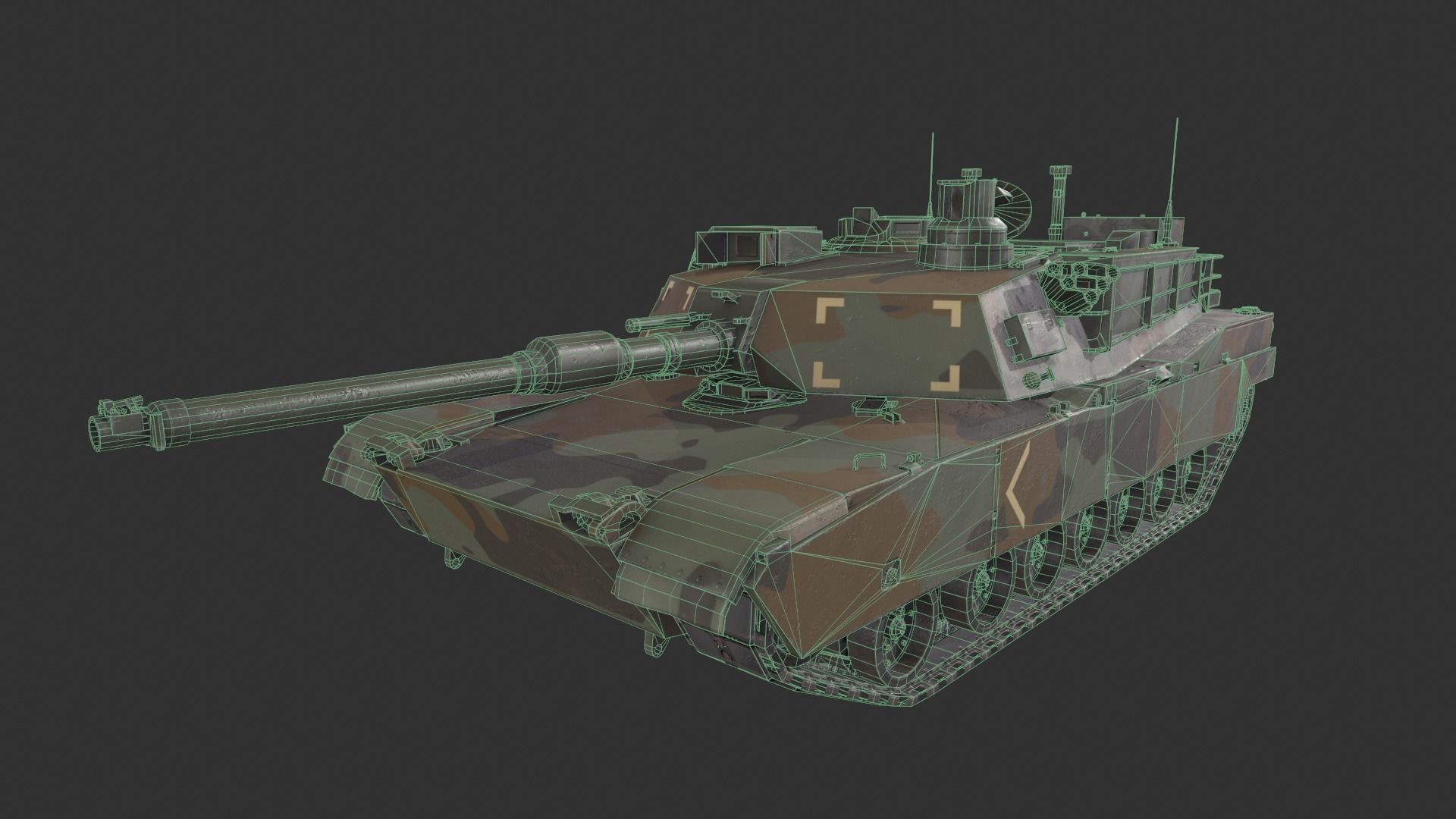 M1A2 Abrams Tank Low-poly 3D model_4