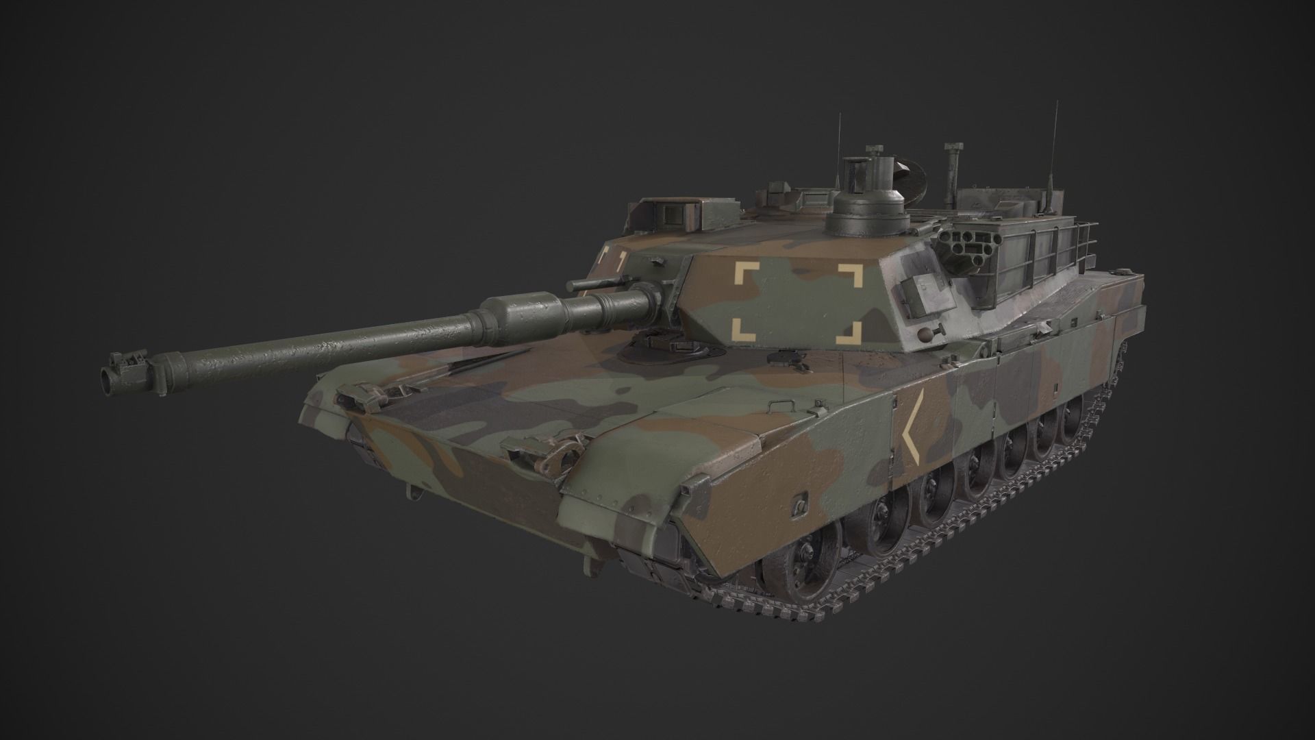 M1A2 Abrams Tank Low-poly 3D model_3