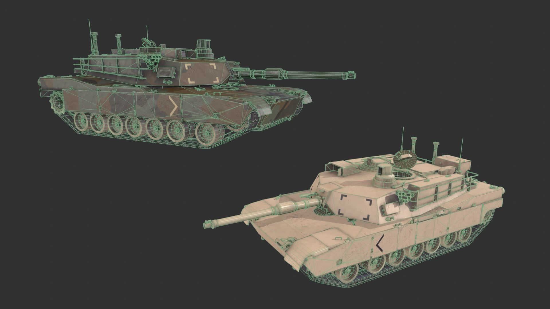 M1A2 Abrams Tank Low-poly 3D model_14