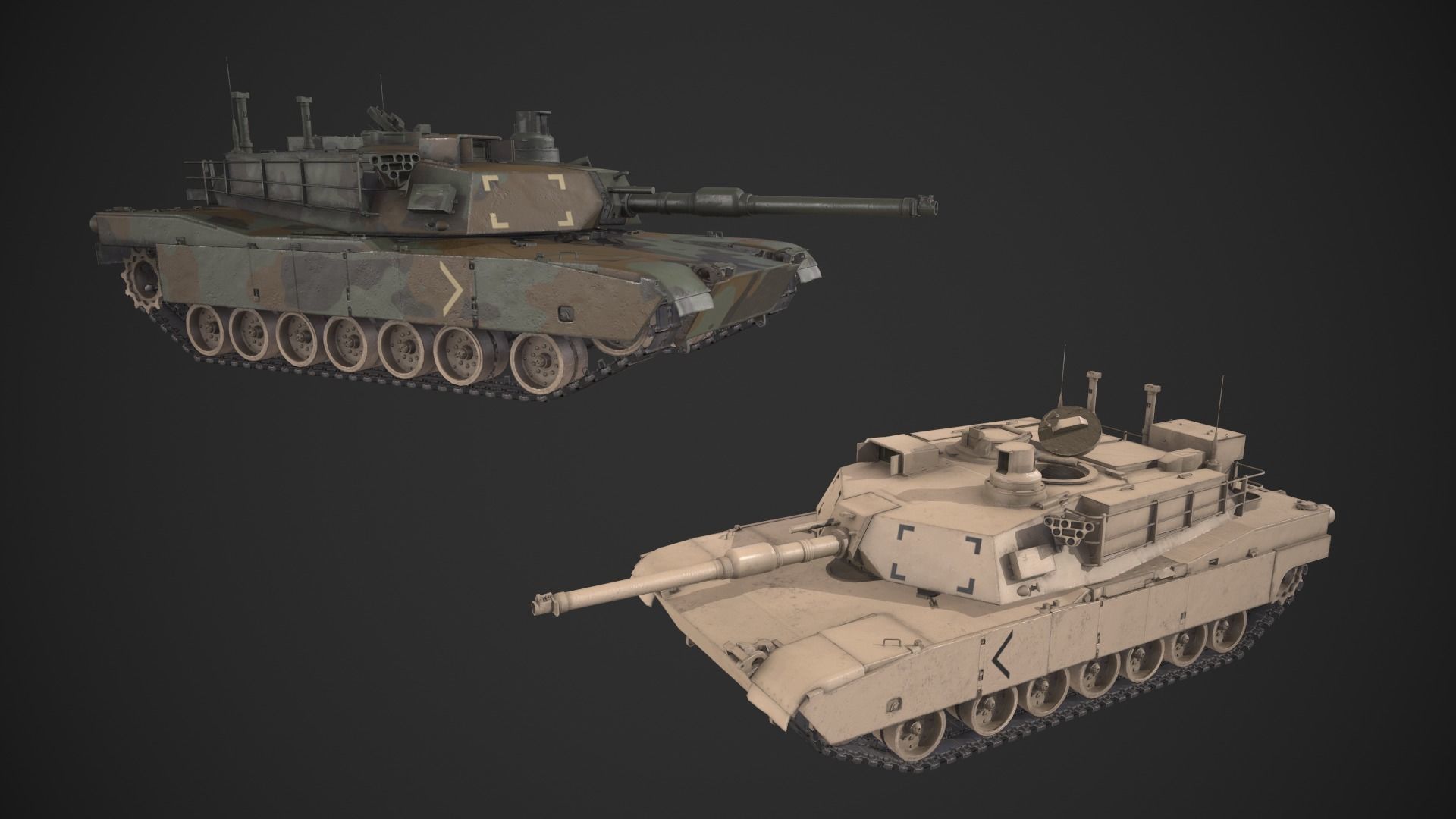 M1A2 Abrams Tank Low-poly 3D model_13