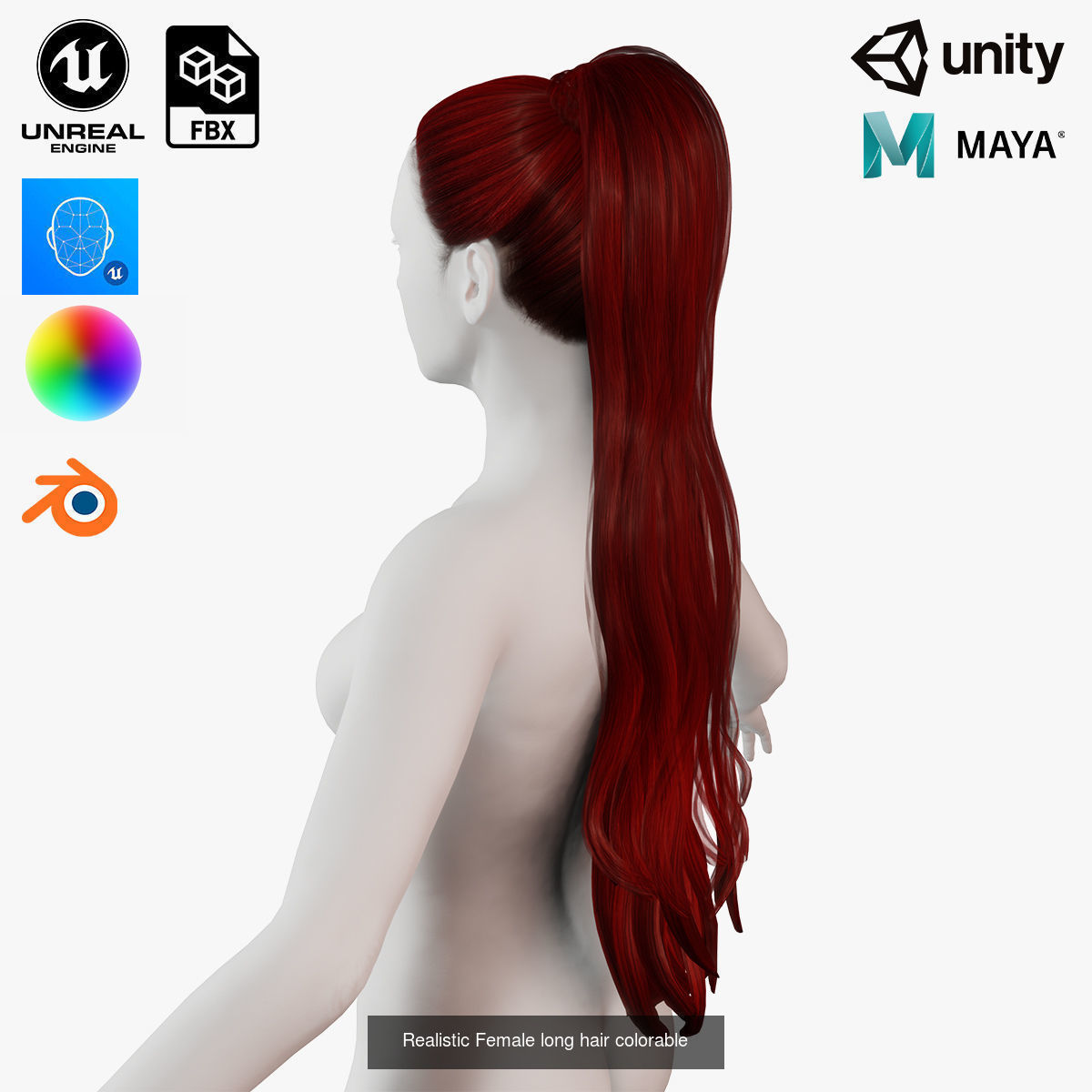 MEGA pack female hair card ready 3D Model Collection_7
