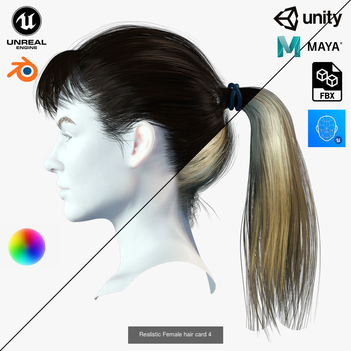 MEGA pack female hair card ready 3D Model Collection_15