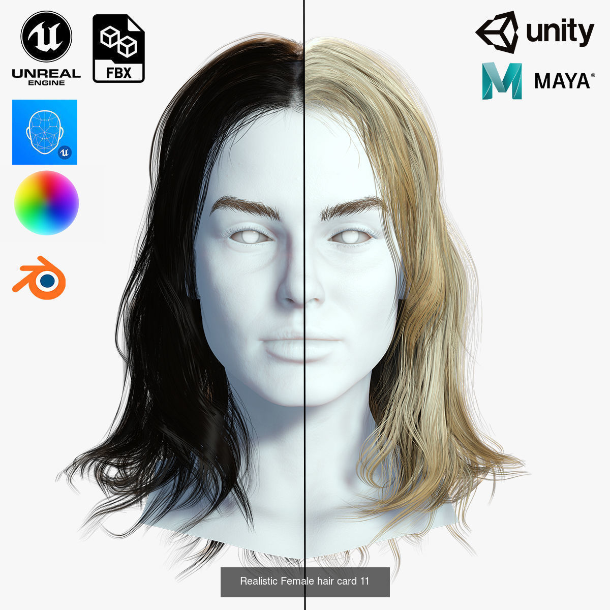MEGA pack female hair card ready 3D Model Collection_22
