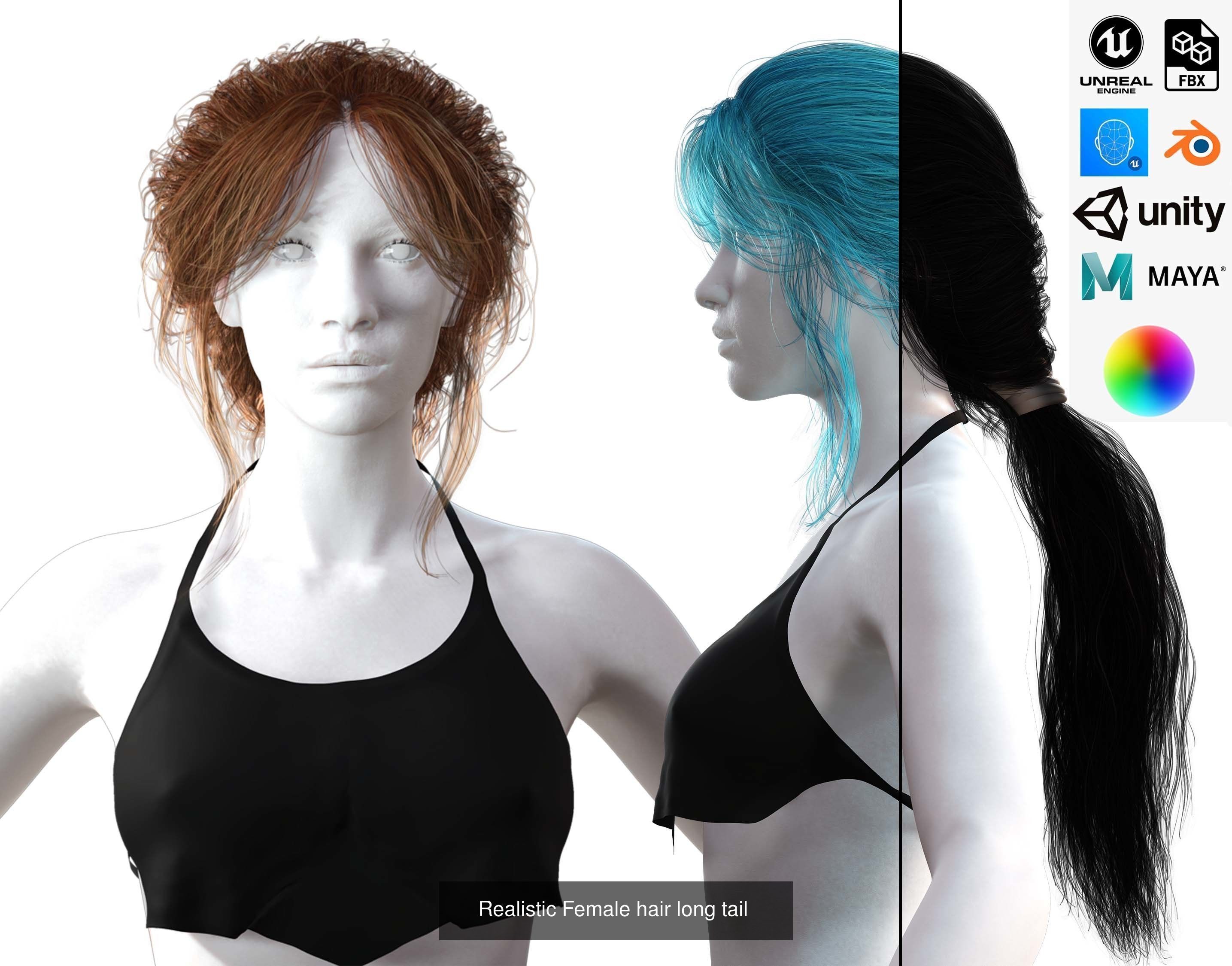 MEGA pack female hair card ready 3D Model Collection_32