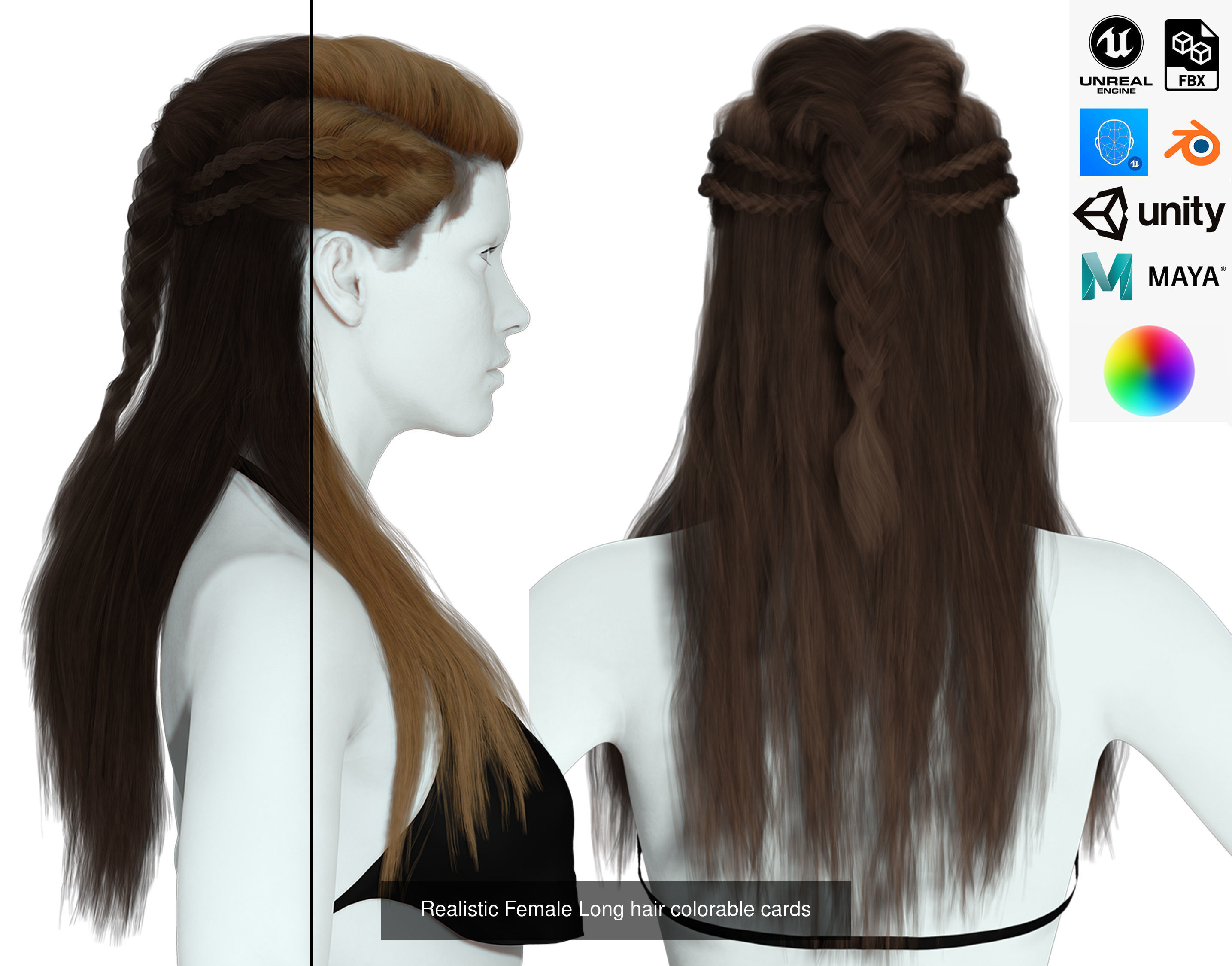 MEGA pack female hair card ready 3D Model Collection_27