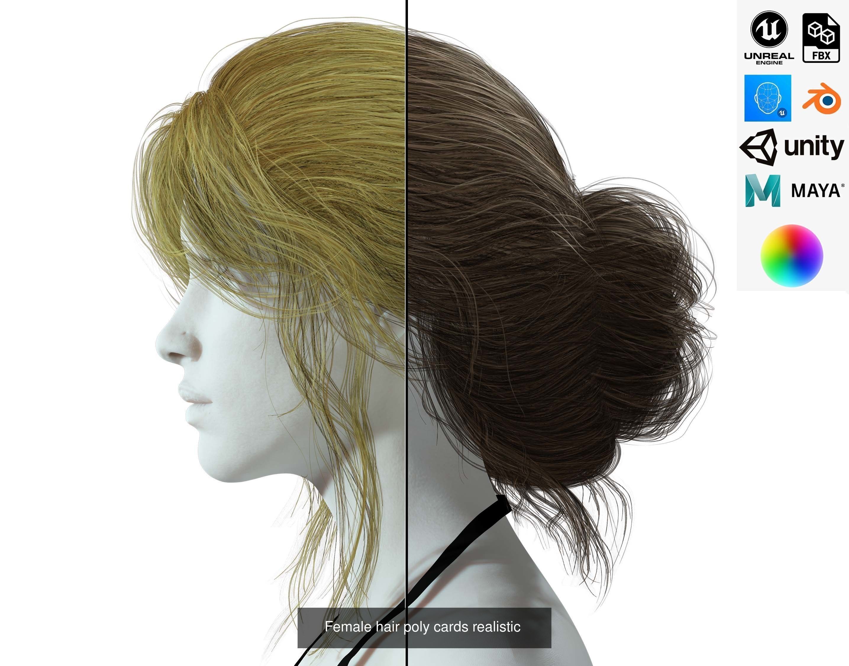 MEGA pack female hair card ready 3D Model Collection_28