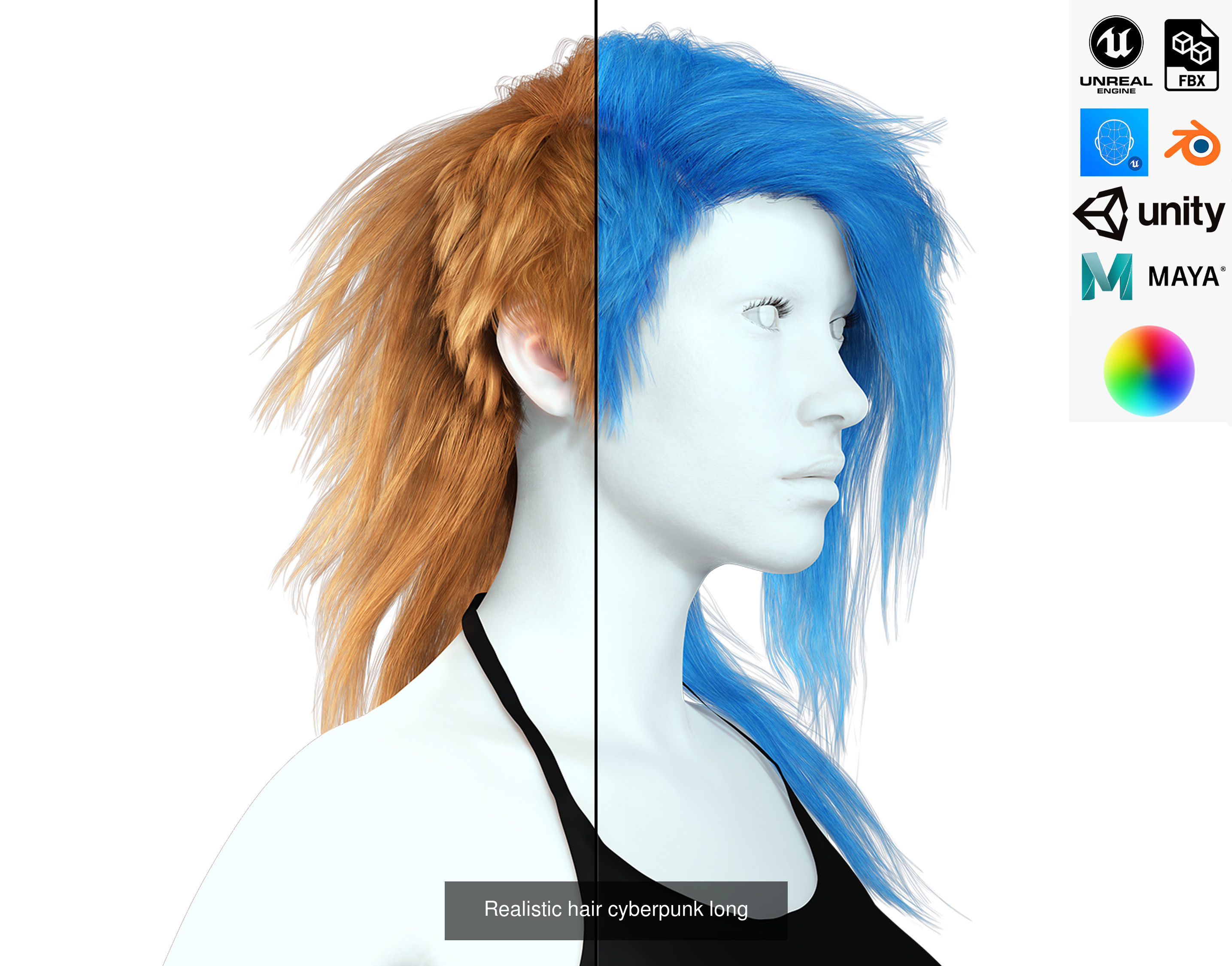 MEGA pack female hair card ready 3D Model Collection_44