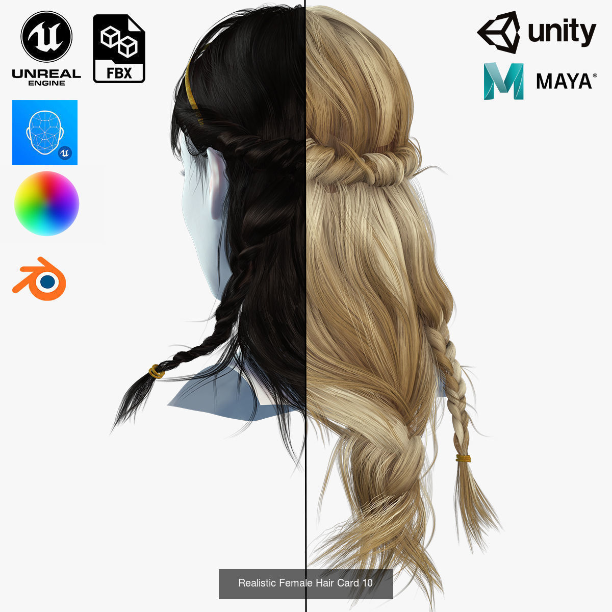 MEGA pack female hair card ready 3D Model Collection_21