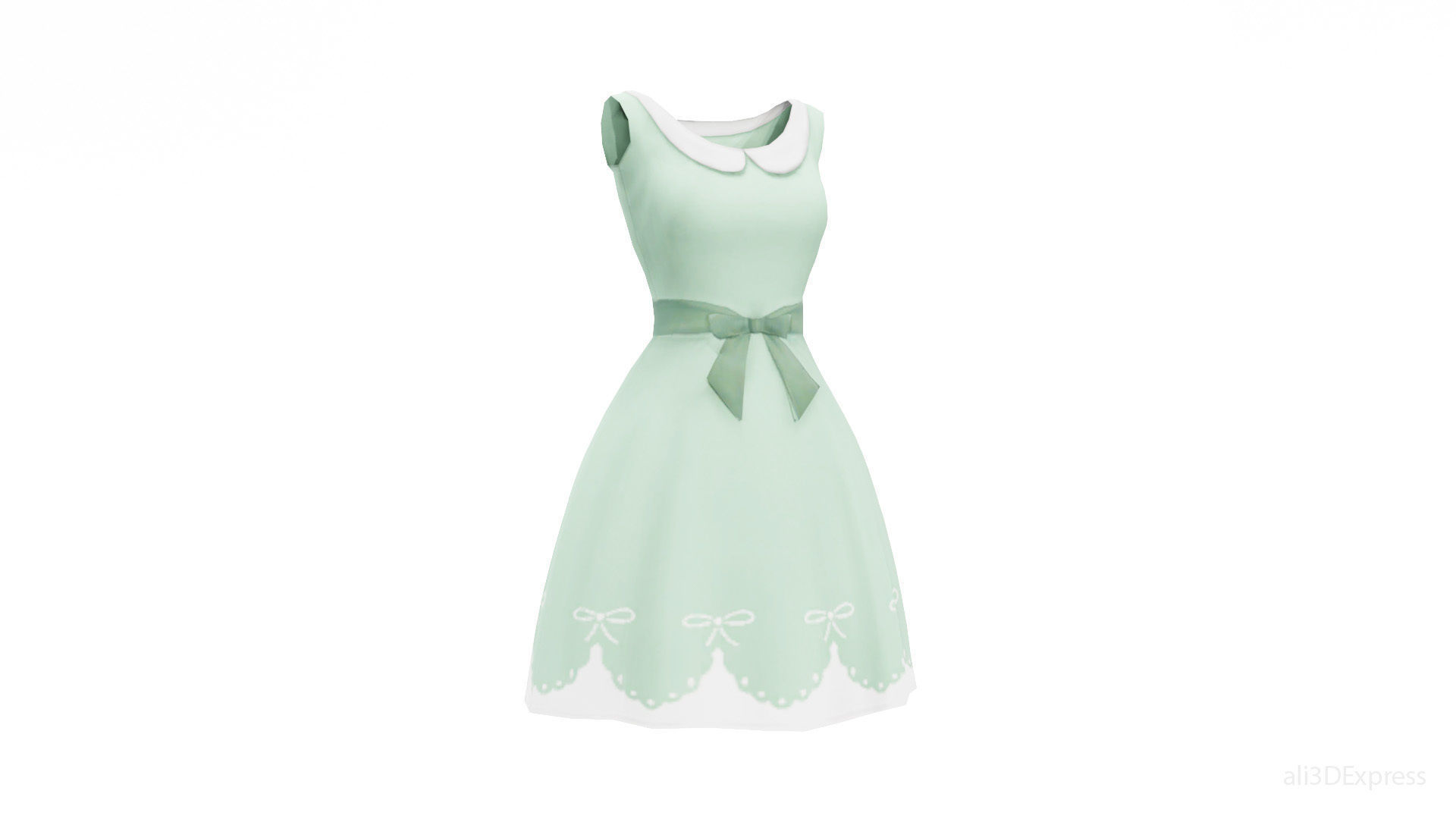 Spring summer female Maxi dress Collection 3D model_20