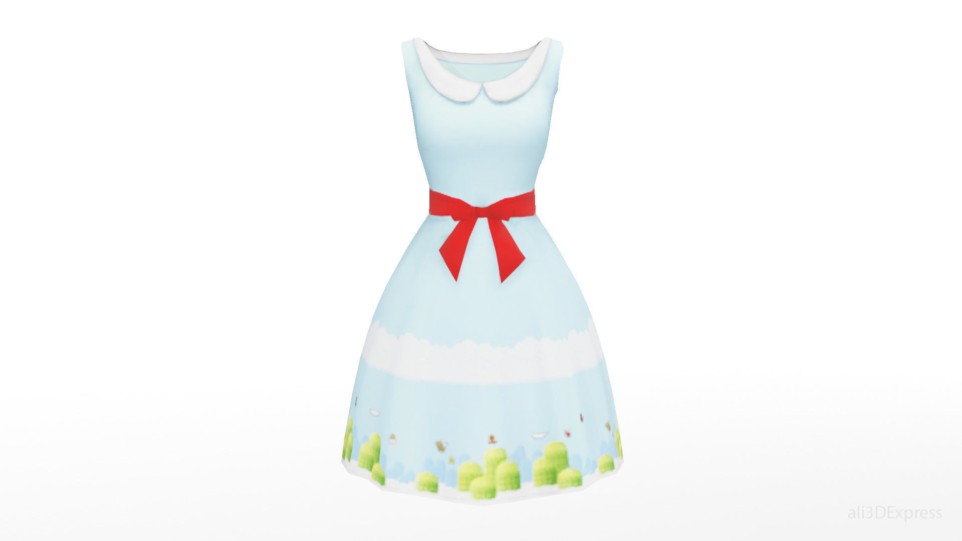 Spring summer female Maxi dress Collection 3D model_7