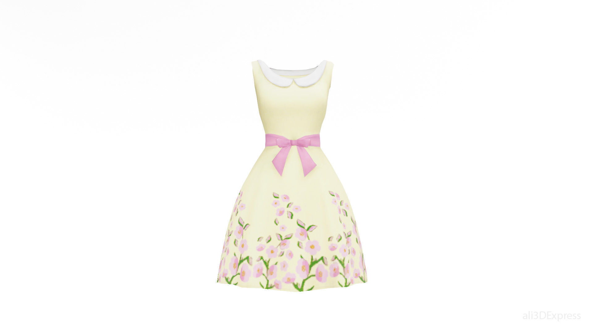 Spring summer female Maxi dress Collection 3D model_1