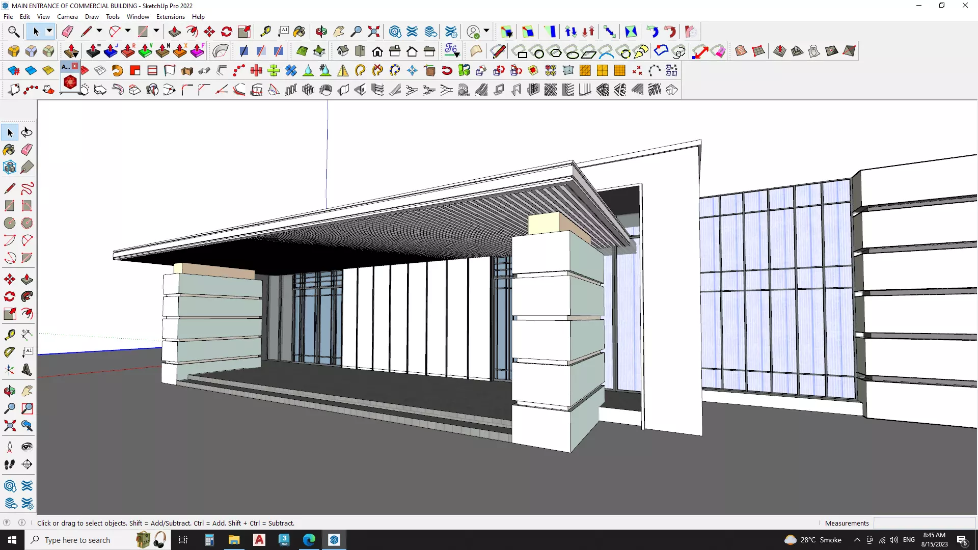 Sketchup hotel entrance 3D model_0