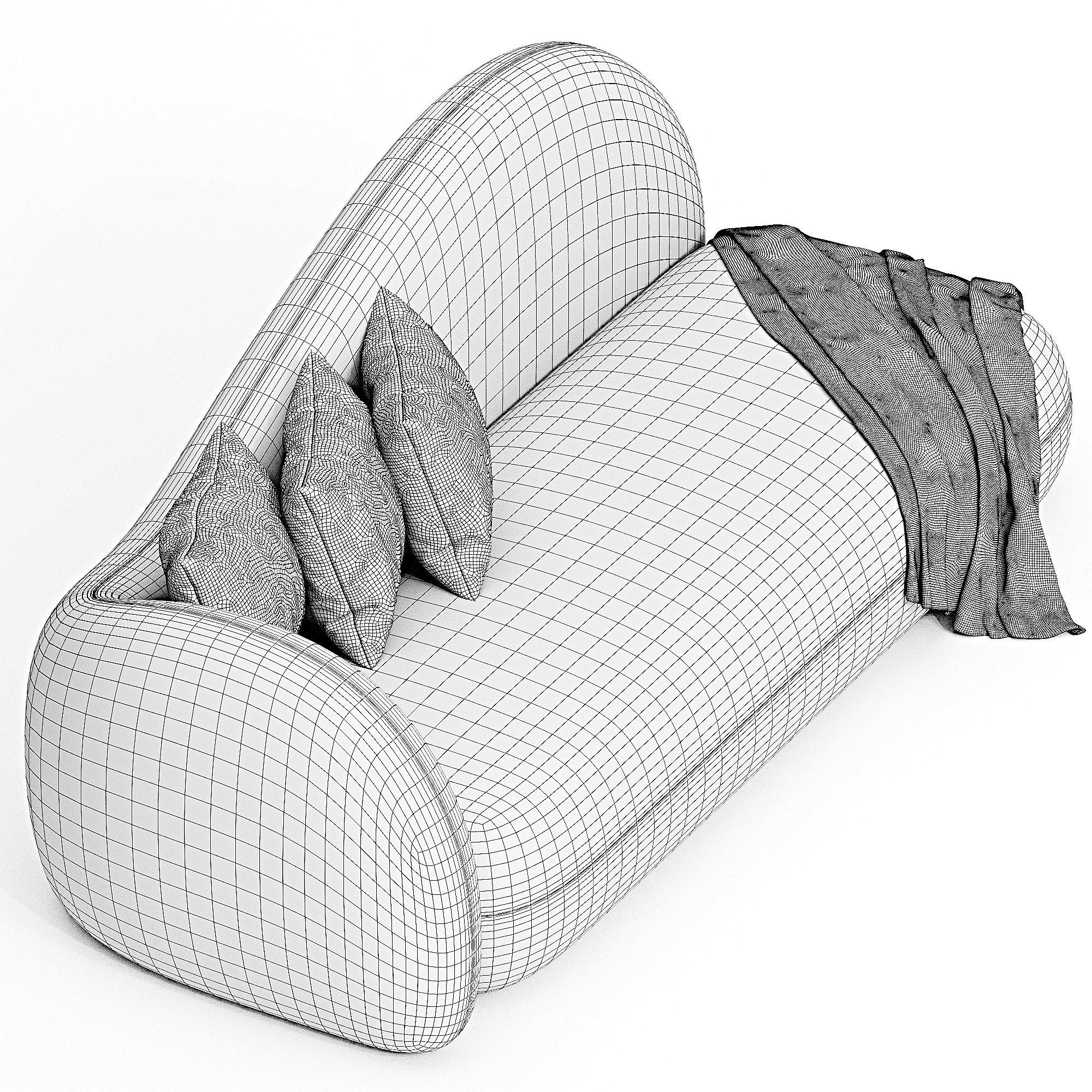 Scandinavian simple curved sofa 3D model_2