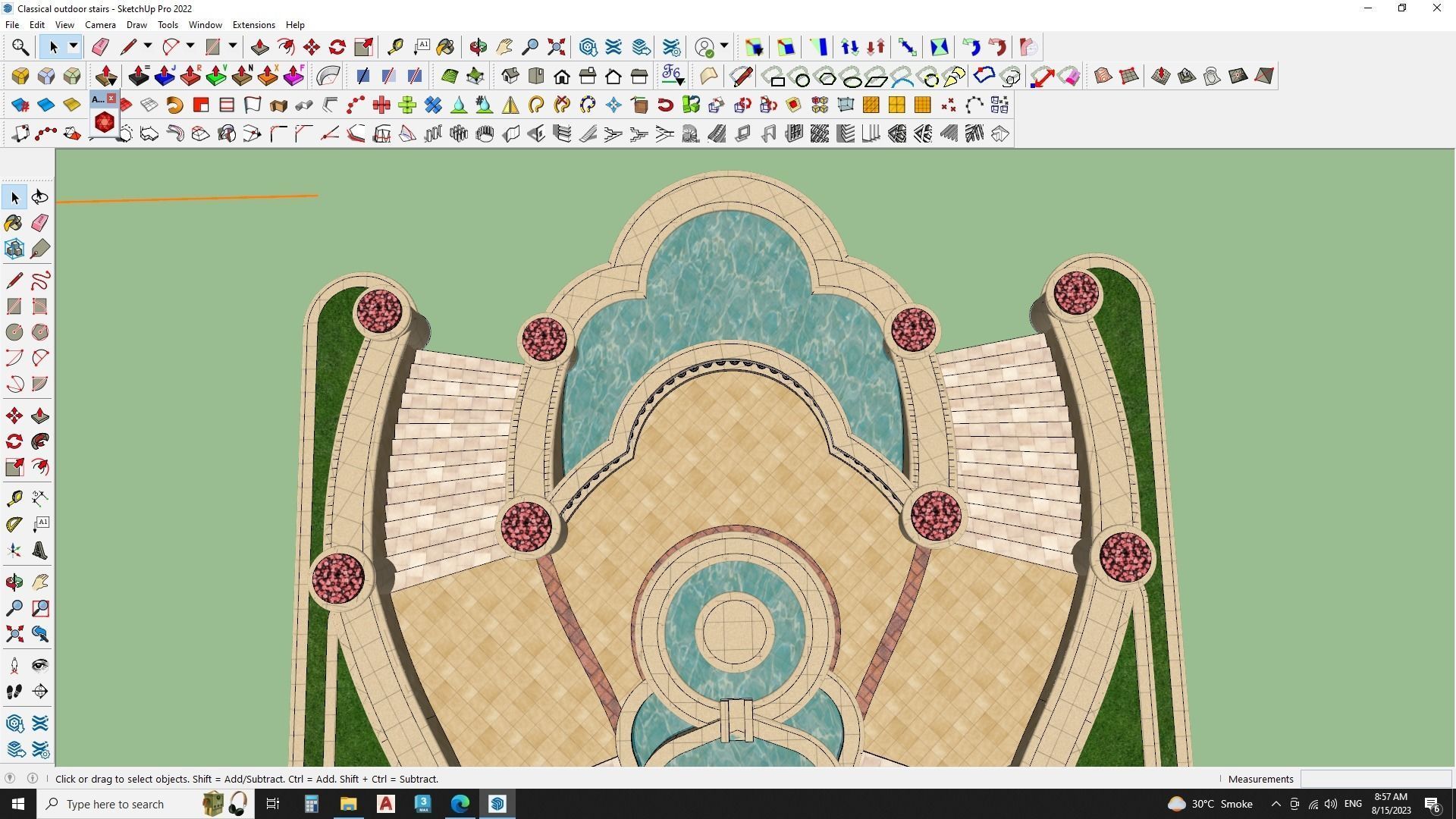 luxury fountain on stair 3d model 3D model_7