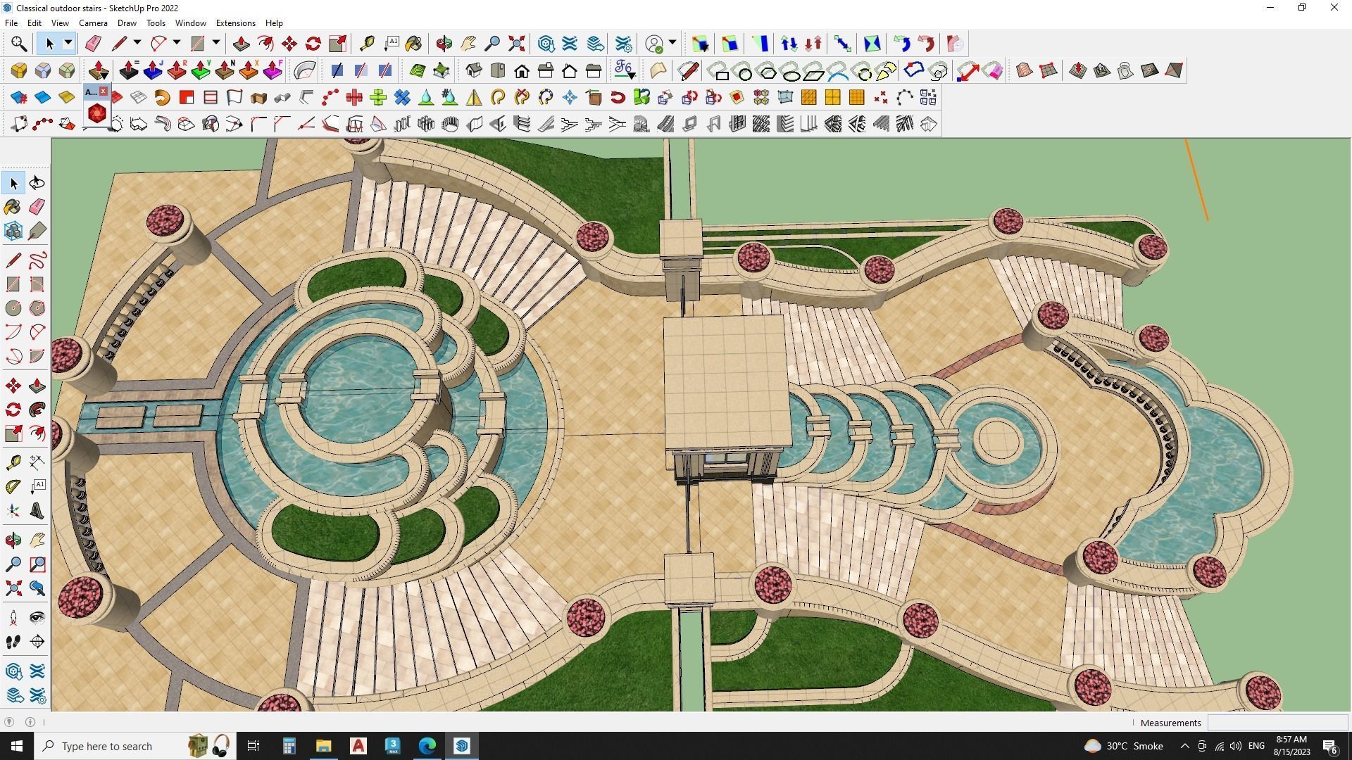 luxury fountain on stair 3d model 3D model_8