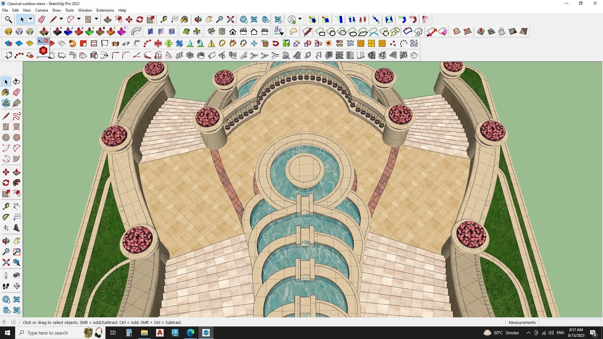 luxury fountain on stair 3d model 3D model_6