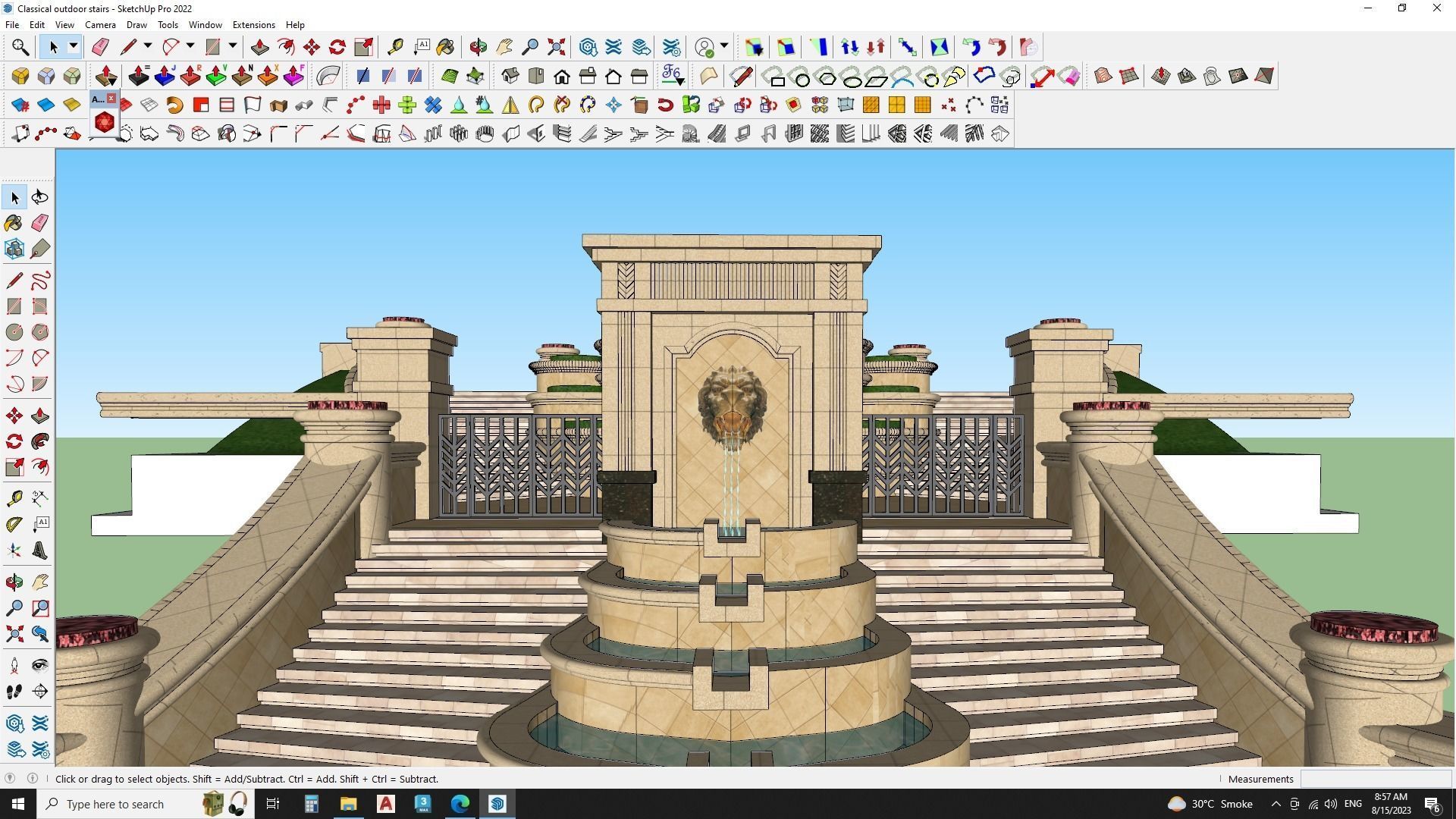 luxury fountain on stair 3d model 3D model_3