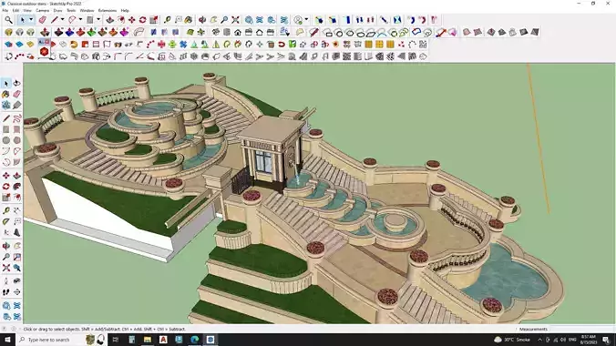 luxury fountain on stair 3d model