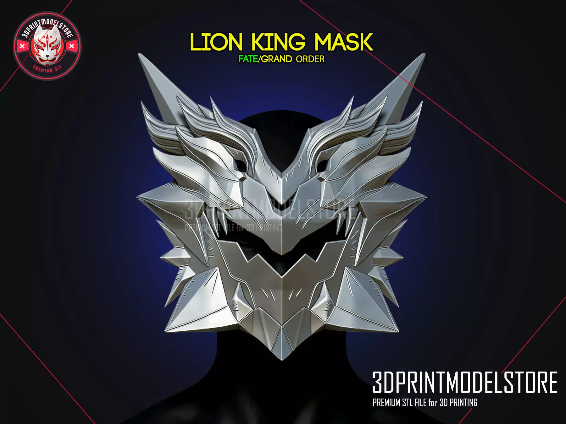 Lion King Fate Grand Order Cosplay Mask - Lancer King of Knights 3D print model_0