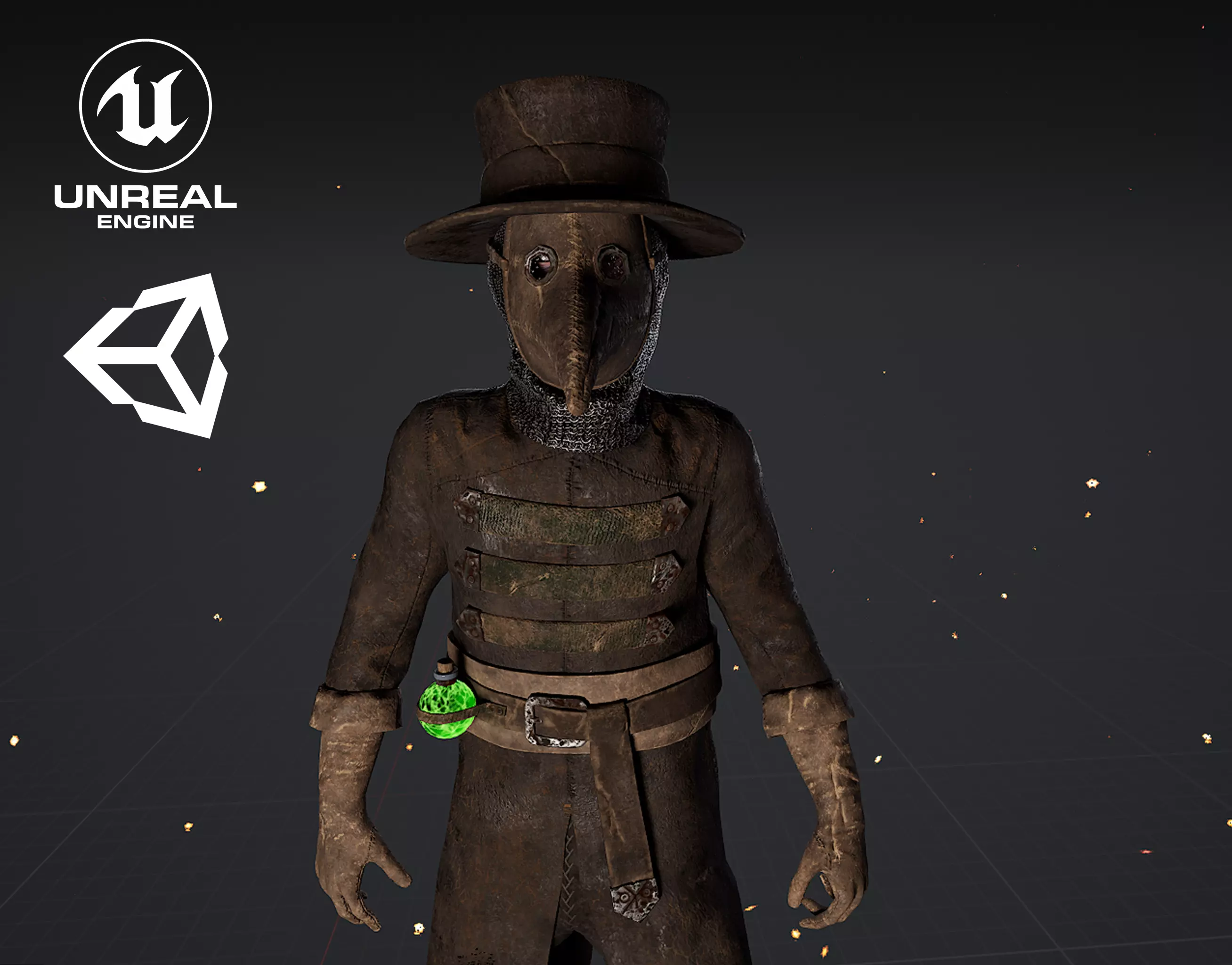 Plague Doctor Game Ready Low-poly 3D model_0