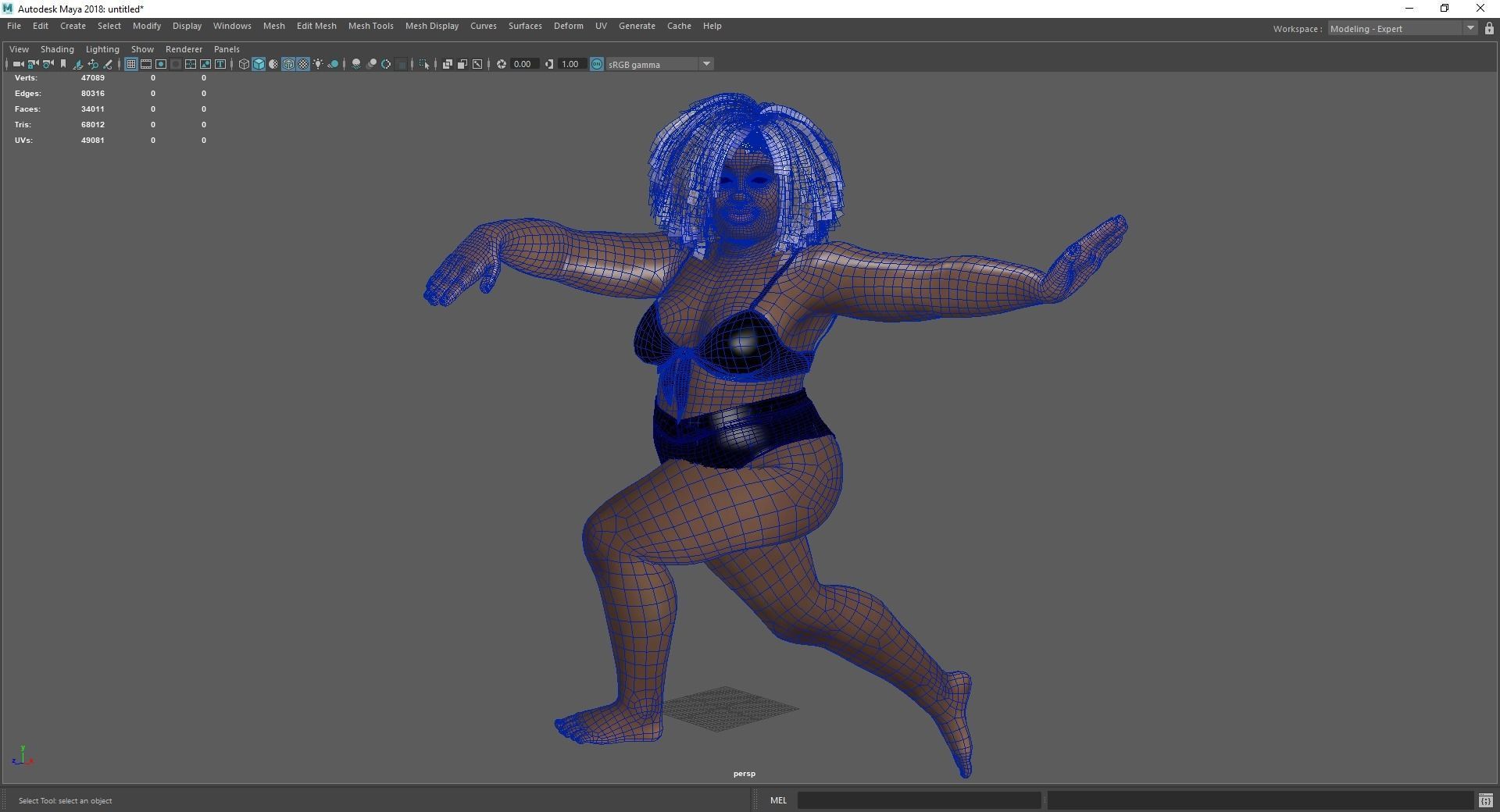 Plus sized Cartoon African Female Low-poly 3D model_30