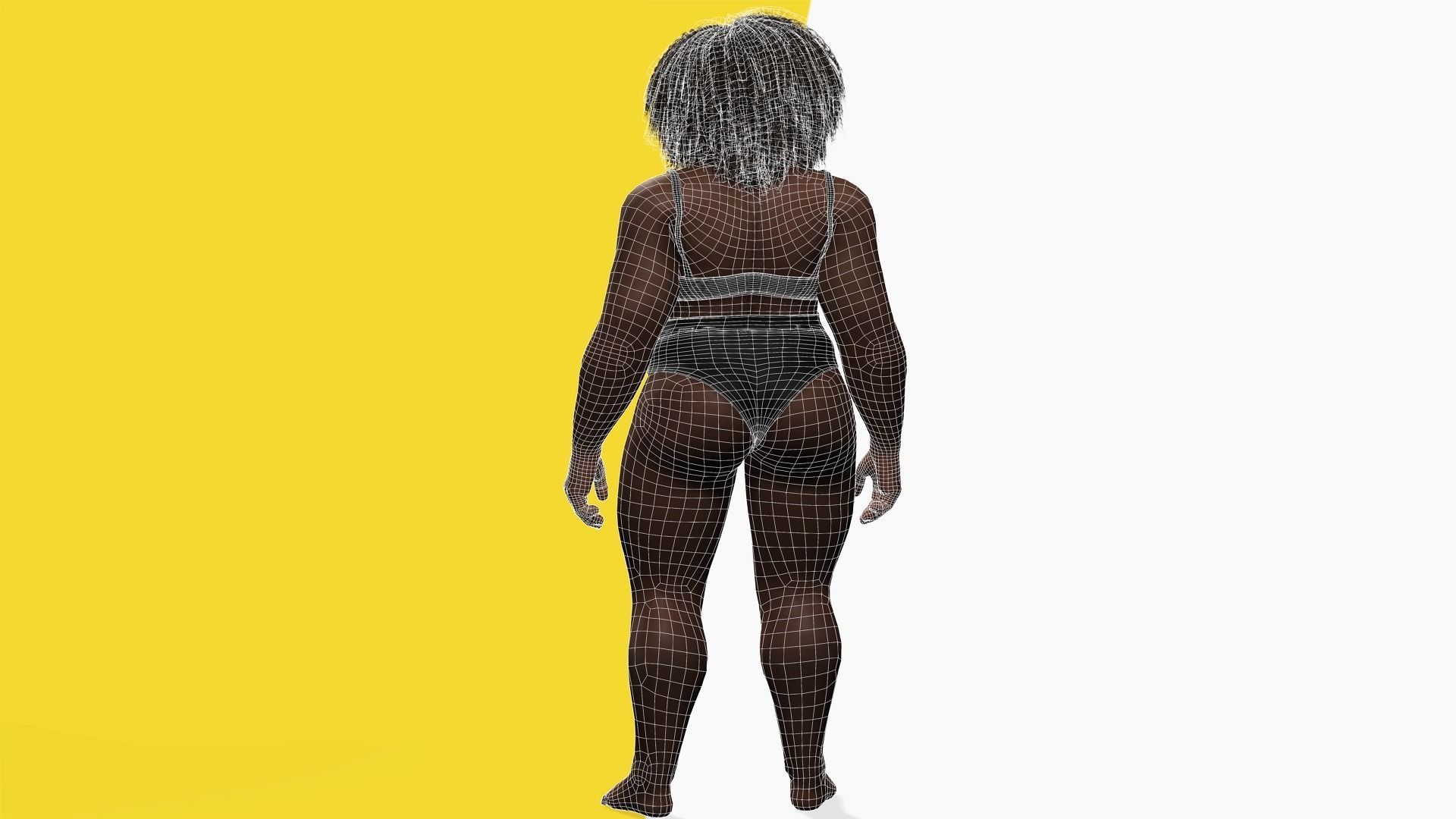 Plus sized Cartoon African Female Low-poly 3D model_37