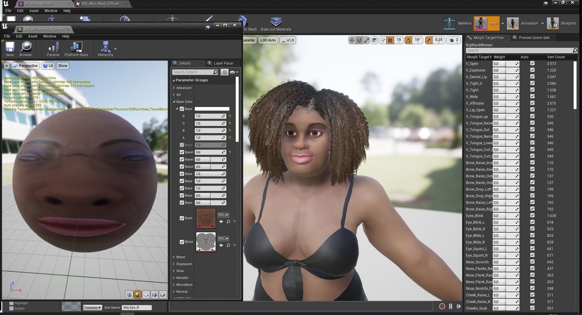 Plus sized Cartoon African Female Low-poly 3D model_26