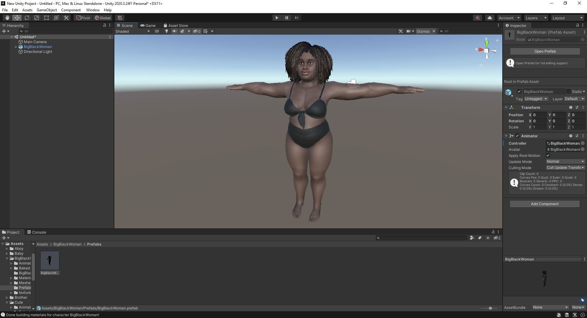 Plus sized Cartoon African Female Low-poly 3D model_22