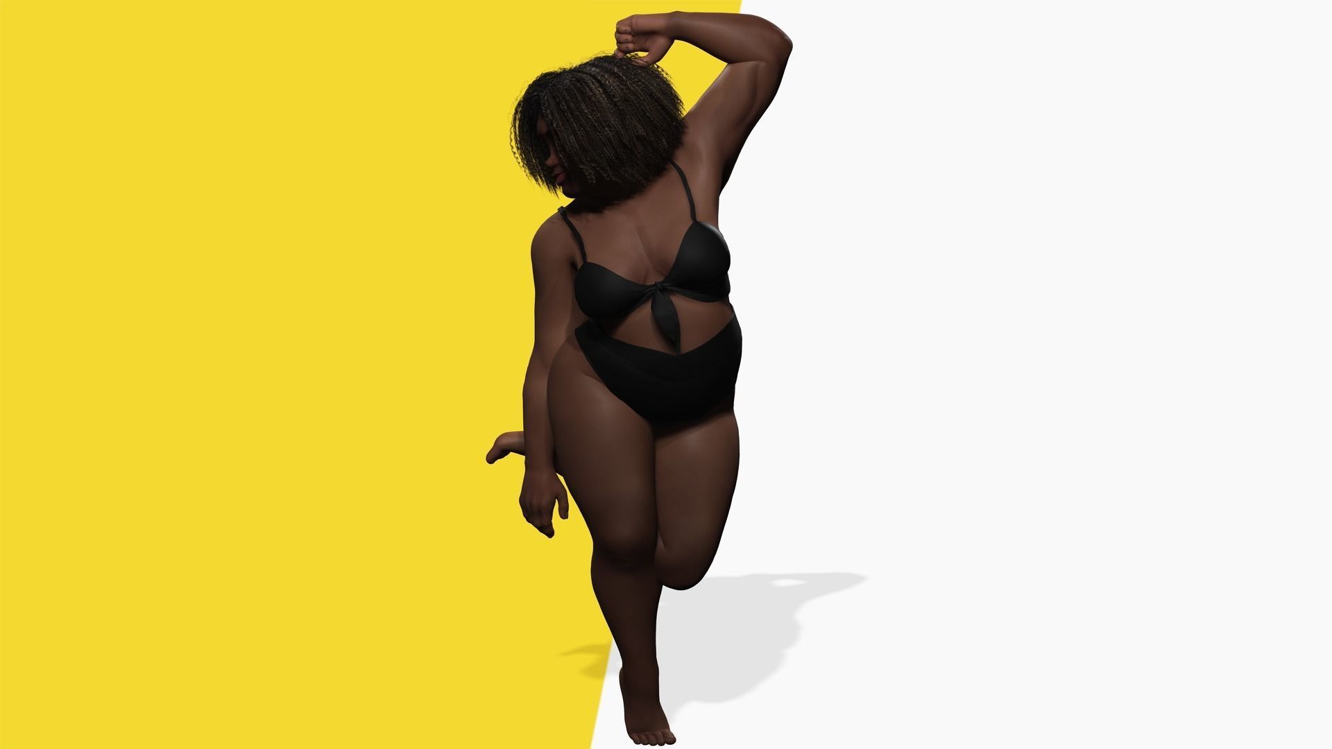 Plus sized Cartoon African Female Low-poly 3D model_13