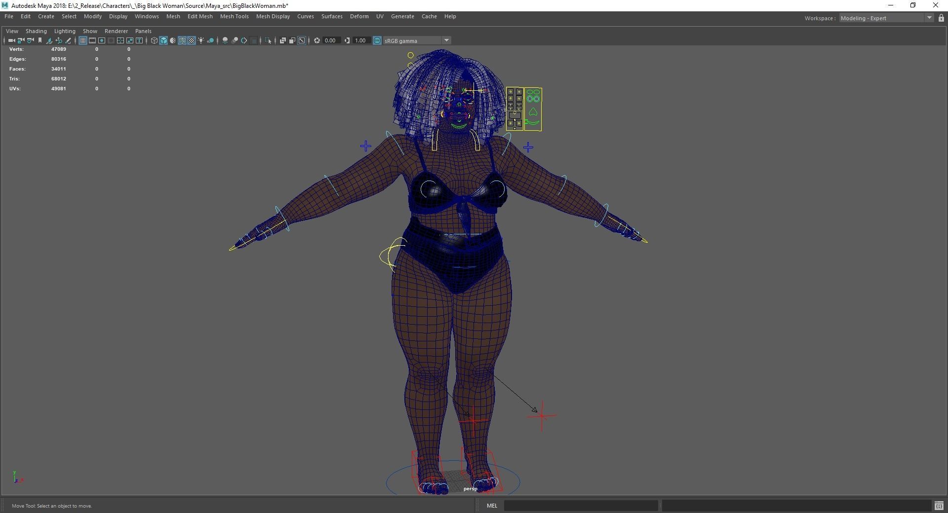 Plus sized Cartoon African Female Low-poly 3D model_31