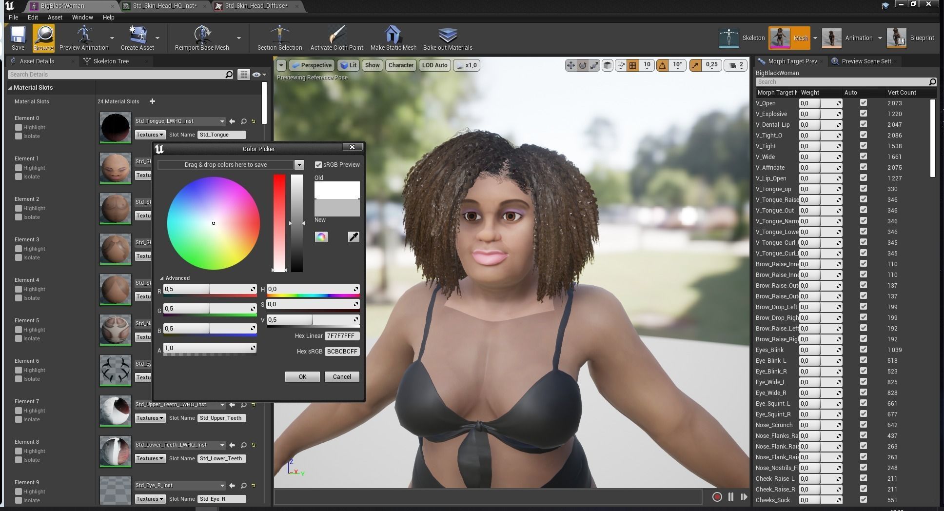 Plus sized Cartoon African Female Low-poly 3D model_27