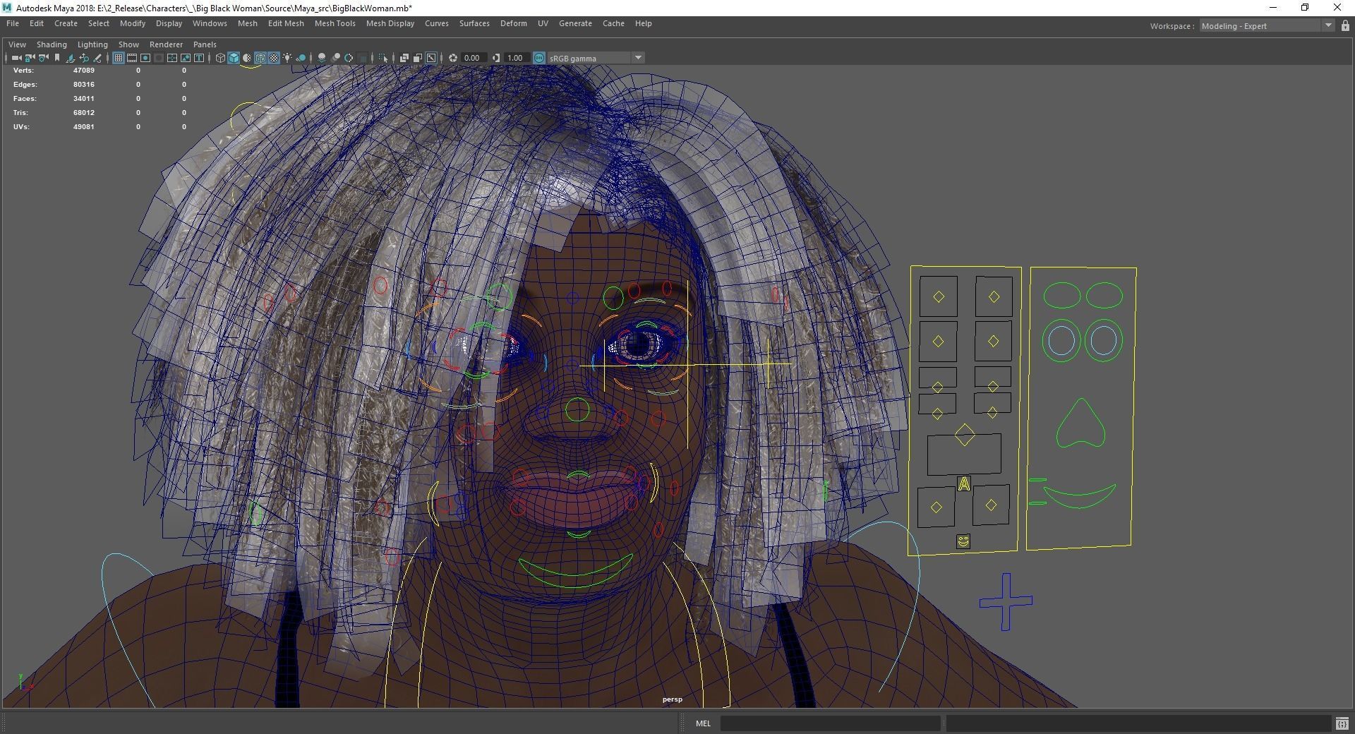 Plus sized Cartoon African Female Low-poly 3D model_29