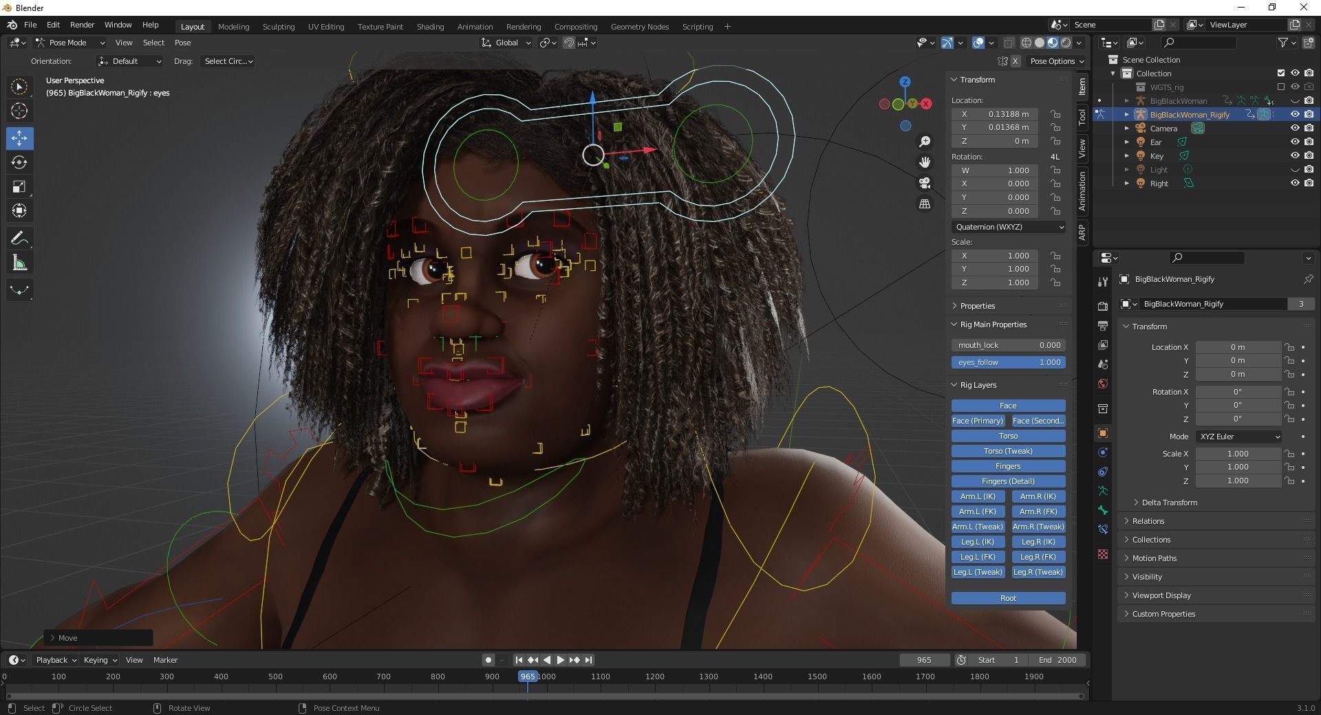 Plus sized Cartoon African Female Low-poly 3D model_18