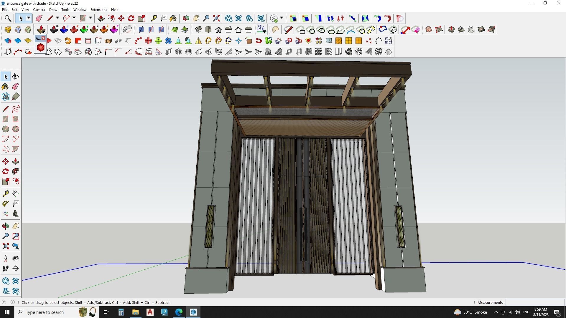 hotel Main entrance sketchup door 3D model_3