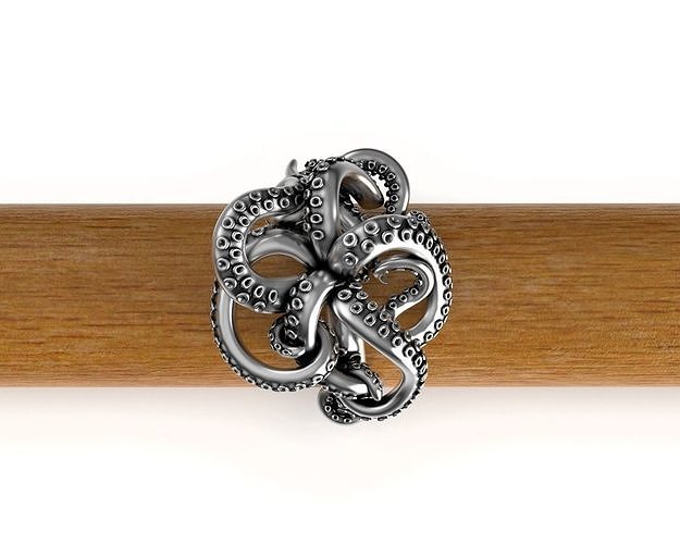 Octopus Tentacle Ring 3 Marine Flora Fauna Jewelry 