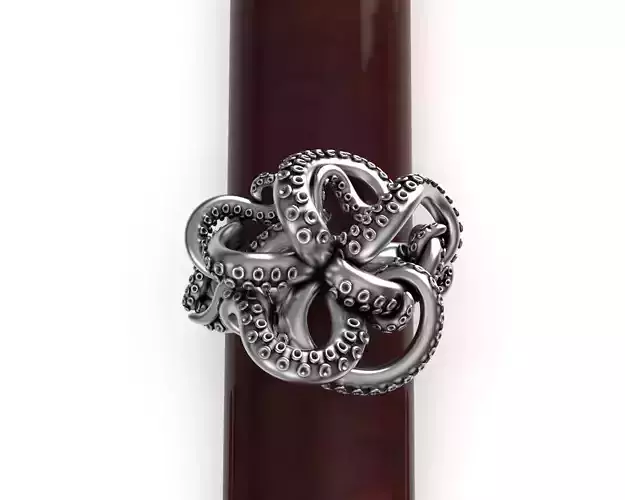 Octopus Tentacle Ring 3 Marine Flora Fauna Jewelry  3D print model