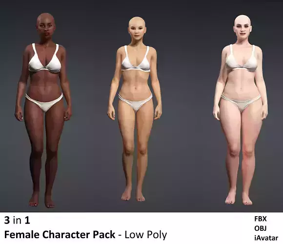 Female Character Pack Low-poly 3D model