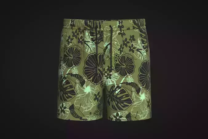 Mens Short Pant-Tropical Print
