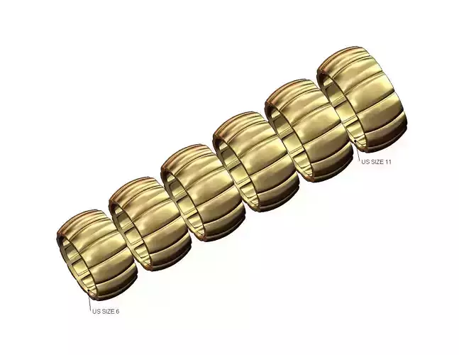 Wide Ribbed dome cigar band US sizes 6to11