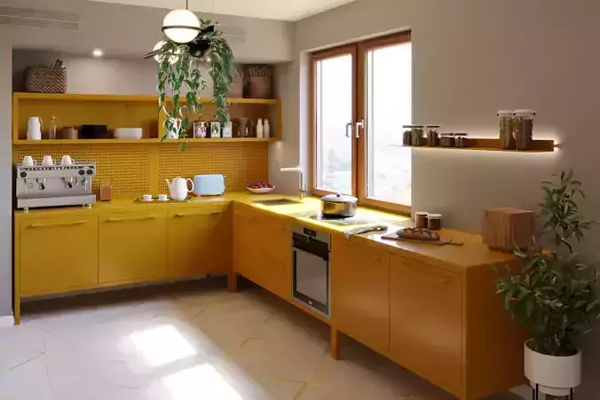 Mini Kitchen - Fantin Frame Kitchen U-shape 3D model