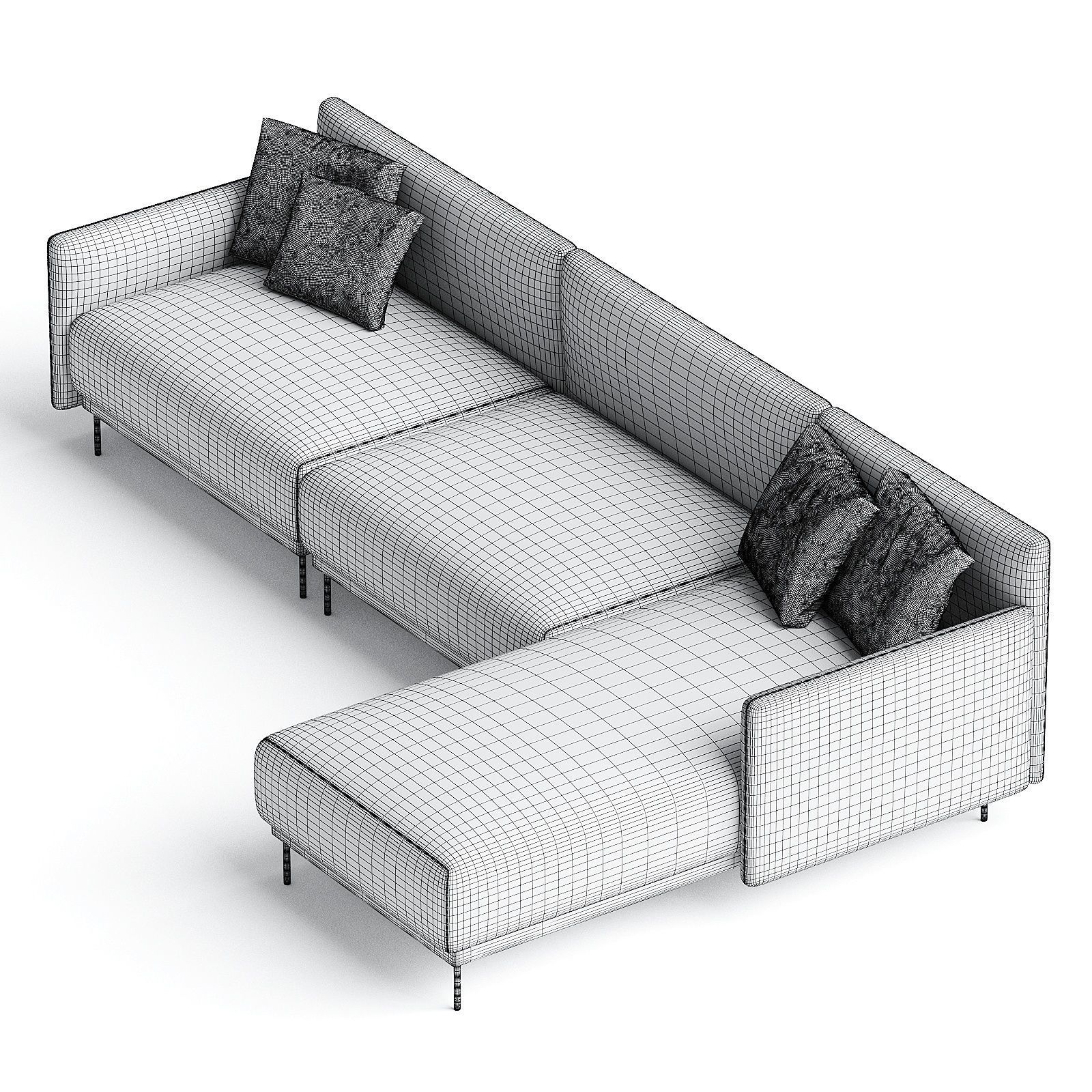 QUADRA Sofa with integrated magazine rack 3D model_2