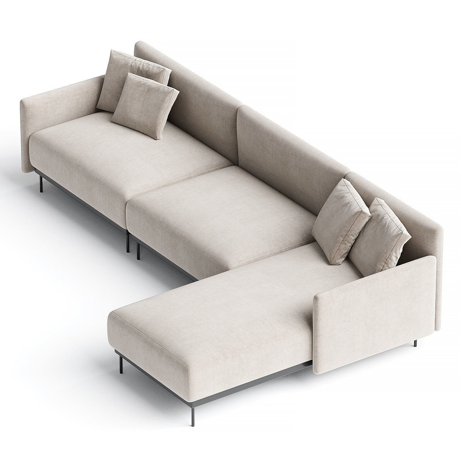 QUADRA Sofa with integrated magazine rack 3D model_1