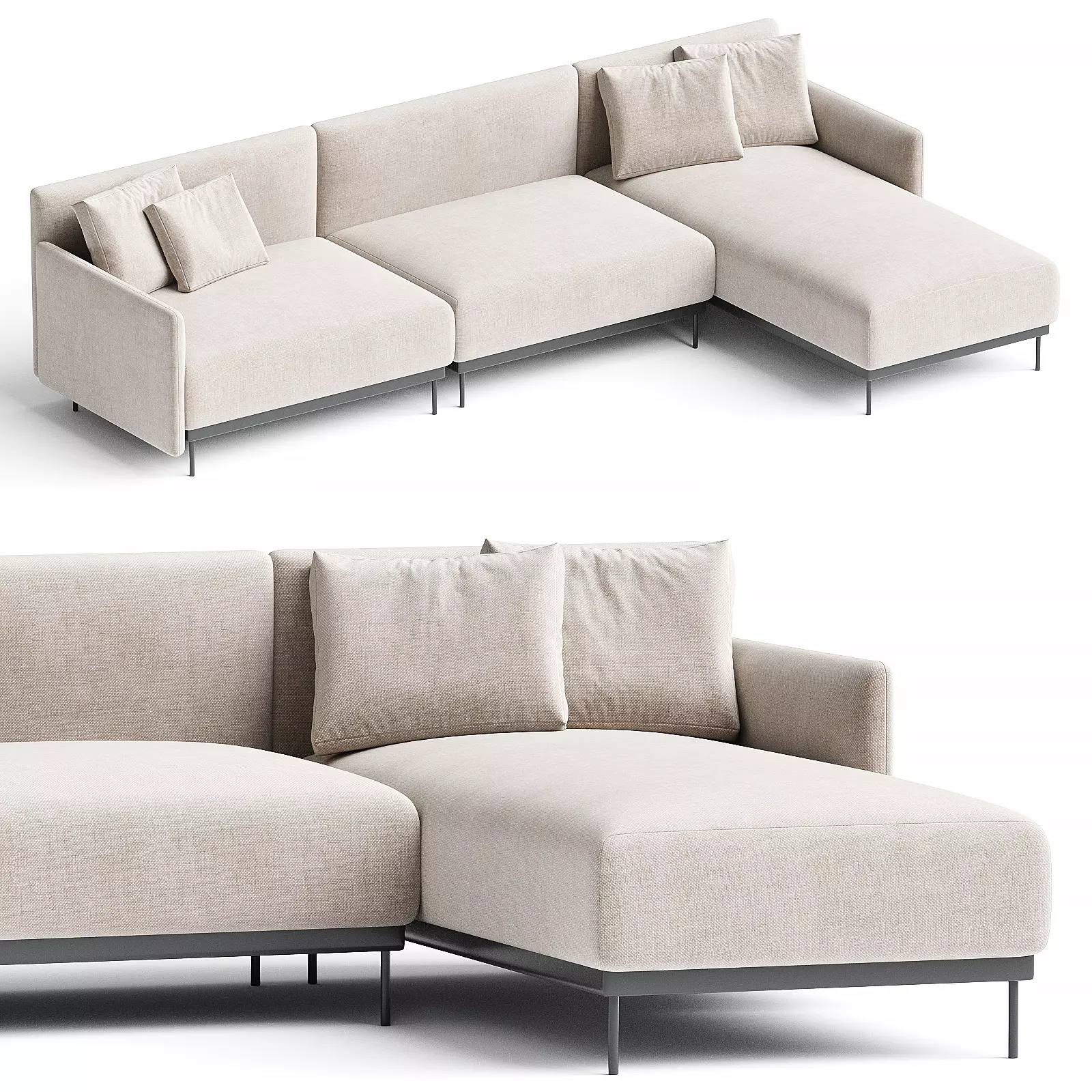 QUADRA Sofa with integrated magazine rack 3D model_0