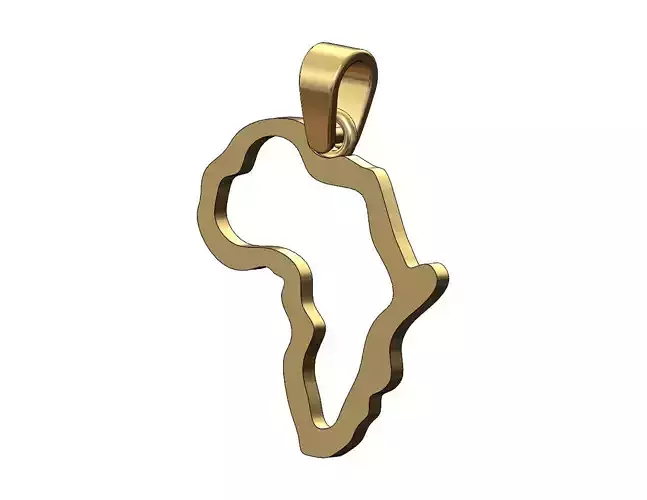 Open africa outline pendant charm with bail 3D print model