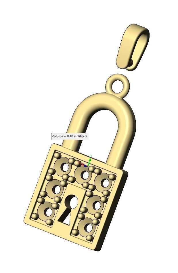 Diamond padlock with keyhole pendant and charm 3D print model_11