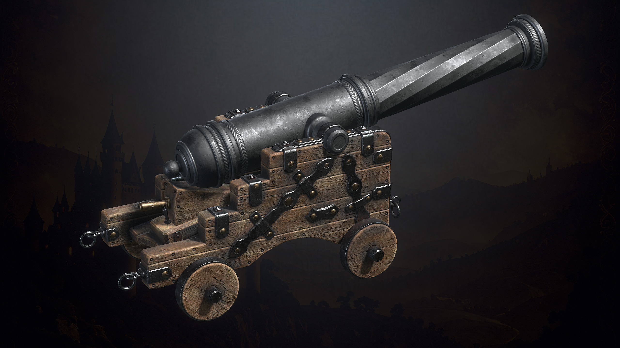 Medieval Cannons with Sound and Particles Low-poly 3D model_6