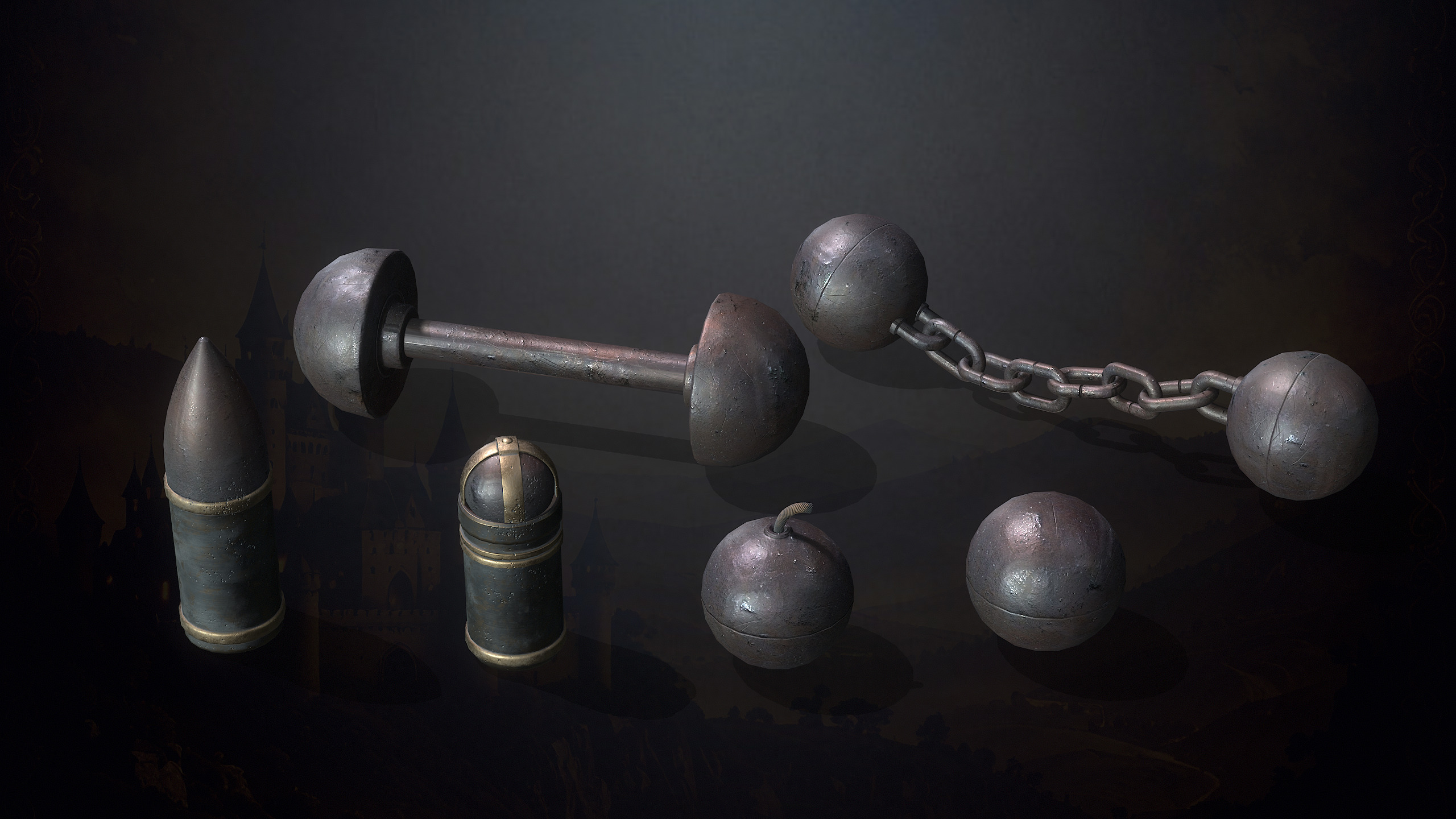 Medieval Cannons with Sound and Particles Low-poly 3D model_3
