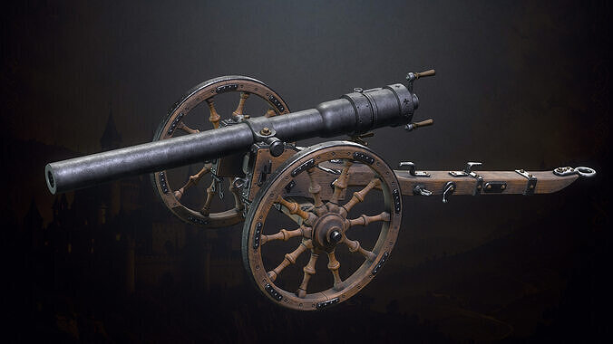 Medieval Cannons with Sound and Particles Low-poly 3D model