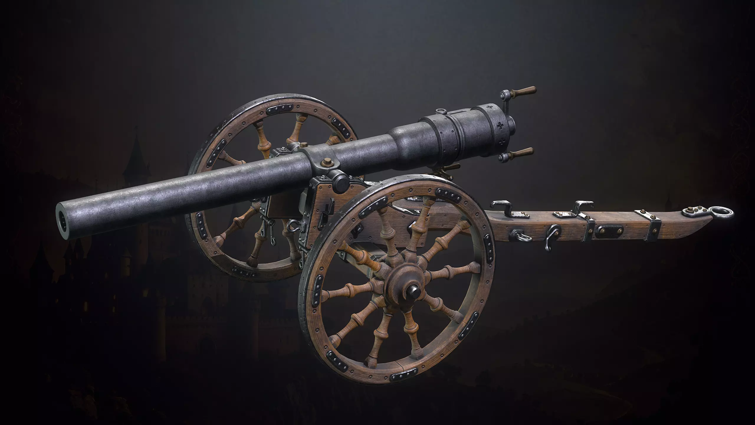 Medieval Cannons with Sound and Particles Low-poly 3D model_0