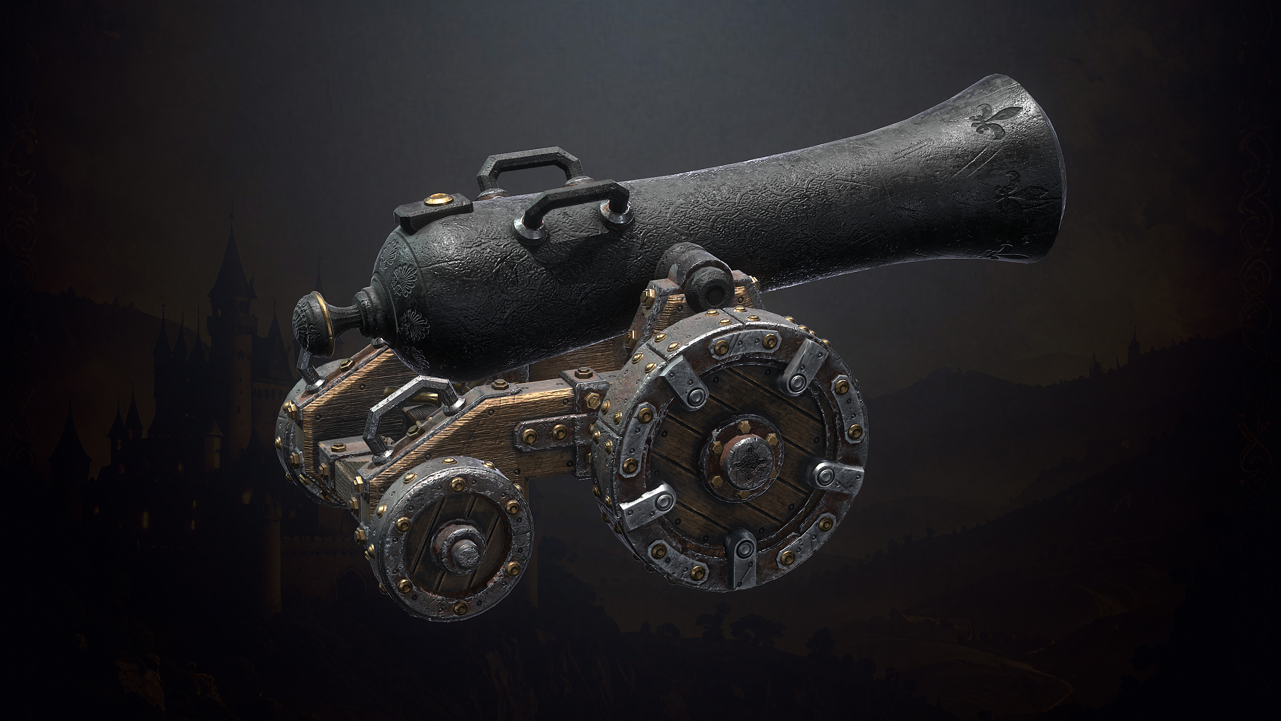 Medieval Cannons with Sound and Particles Low-poly 3D model_11